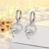 Boucles d'oreilles pendantes en argent Sterling 925, pendentif en forme de cœur pour femmes, cercle solide, couleur or, bijoux en forme de dauphin, cadeau