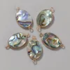 Encantos 2 pçs natural abalone concha pingente redondo estrela coração forma buracos duplos conector para fazer jóias diy colar brincos