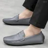 Casual skor äkta läder män lyxformella lägenheter mens loafers mockasins manlig andningsskiva på båt plus storlek 38-49