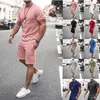 Summer Men Shorts Sets Male Tracksuit Zestaw zwyczajny solidne krótkie koszulę krótkie krótkie