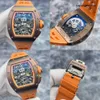 Athleisure Watch RM Wristwatch Montre RM011 AK Ti Skeleton Dial Copper Titanium Material Kalender Timing Automatisk mekanisk mensur