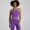 Sutiãs sexy sem costas cruzados yoga tank top feminino gola alta rendas até costas sutiãs esportivos com almofadas removíveis correndo treino colheita topos