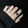 Anillos con orejas de conejo bonitos de Corea para niñas y mujeres, joyería de circón con conejito, anillos de apertura para novia, regalos de joyería de viento de oro blanco de 14K