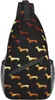 Backpack Gold Dachshund Or Doxie Pattern Large Capacity Sling Chest Bag Black For Men Boys Crossbody With Adjustable