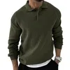 Suéter masculino outono inverno suéter de malha polo camisas lapela cor sólida pulôver social streetwear casual roupas de negócios