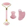 Face Massager Rose Quartz Facial Jade Roller Massage Machine Guasha Set Gua Sha Tool Natural Quartz Facial Massage Beauty Tool 240321