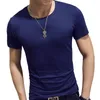 Men's Suits A2453 Fitness T-shirts Mens V Neck Man T-shirt For Male Tshirts M-4XL Solid Color Basic Top