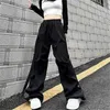Spodnie damskie Y2K Casual szeroko nogi elastyczna talia Spring Korean Streetwear Ogniarne wysokie joggery szare plisowane spodnie