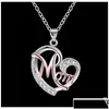 Colliers pendentif Colliers pendentif mode lettre maman coeur forme incrusté cristal collier fête des mères cadeau haute qualité bijoux entier Dhjle