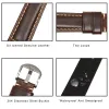 Set Beafiry Fashion Oil Wax äkta läderklockband 19mm 20mm 21mm 22mm 23mm 24mm Watch Straps Watchbands Belt Brown Black