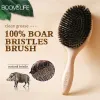 Tools Boar Bristle Brush Wood Hair Brush Peine OAK Wood Combs for Women Barber Beauty Care Paddle Scalp Massage Brush