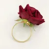 Towel Rings Red Rose Shape Napkin Ring Valentines Day Napkin Holder Wedding Party Gold Napkin Buckle Home Dinner Towel Buckle Table Decor 240321