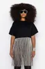 Rhinestone Diamond Fringe Crop Top t Shirts Crew Neck Short Sleeve Womens Black Cotton Stand Casual Oem Odm 10pcs