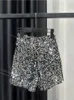 Fashion Black Velvet Shorts for Women Shiny Sequined Versatile Short Pants Female Chic Clubwear Shorts Solid Pants High Street 240321