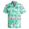 Męskie koszule Summer Hawaiian Shirt 3D Flamingo Palm Leaf Beach Tropical ALOHA Odzież