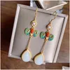 Dangle Chandelier Boucles d'oreilles Antique Eardrops Super Fairy Court Style Longue Frange Femmes Sterling Sier Rétro Ethnique Hetian Jade Bleu Dro Otljs