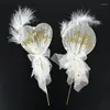 Party Supplies 1piece Birthday Cake Decoration Feather Card Wedding LED Heart Shaped Topper DIY Holiday Accessories