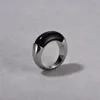 European and American Niche Minimalist Fashion OL Ring Copper Plated Platinum Inlaid Black Agate Ring Instagram Style Personalized Trend Exquisite Ring