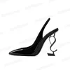 Zapatos de vestir para mujeres de alta calidad Tacones altos diseñadores de mujer Bombas de cuero genuinas Sandalias de dama Black Golden Gold Heelfz8l#
