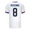 2024 Pulisic Usas Aaronson Soccer Jerseys Adams 24 25 Men Kids Kits United States Football Shirt Top Thailand Quality Reyna McKennie Dest