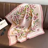 Foulards de luxe 70cm Soie Satin Foulard carré pour femmes Imprimer Foulard Hijab Femelle Tête Cravate Châle Wraps Bandana Echarpe 2024