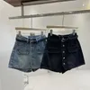 Calções femininas para mulheres bolsos de cinto projetado ins denim curto feminino estilo coreano cintura alta verão streetwear anti-esvaziado dropship