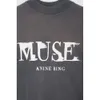 cosplay 24 sommar ny nisch bokstäver muse tryckt tvätt, rör yngel, färgad spray apa kortärmad t-shirt för kvinnor