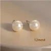 Stud Minimalist Earrings S925 Sier Needle 8Mm 10Mm 12Mm 14Mm Imitation Pearl Korean Style Women Wedding Party Jewelry Valentines Day Dhq25