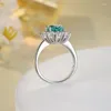 Cluster Rings S925 Sterling Silver Paraiba Ring Women's Emerald Tanzanite Diamond Jewelry Simulation Gemstone Tourmaline