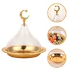 Dinnerware Sets Eid Mubarak Dessert Tray Transparent Lid Cake Pan Display Shelf Stand With Dome