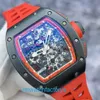 TOP RM Watch Titanium Watch RM011-FM Midnight Fire Limited Edition 88 Black and Red Color Hollowed RM011