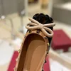 Dance Shoes Patent Leather Women Rivet Ballet Flats Shallow Female Footwear Fashion Butterfly-Knot Ladies Lolita Shoes Round Toe Slides satin ballerina with box