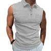 Herren Tank Tops Revers Knöpfe Ausschnitt Ärmellos Männer Tasche Slim Fit Feuchtigkeitstransport Dünn Sommer Einfarbig Bodybuilding Weste Sportbekleidung