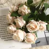 Dekorativa blommor 3st konstgjorda rosor Rödrosa Vit Silk Rose för Home Table Display Decorations Wedding Party Ornaments Supplies