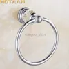 Towel Rings Luxury Crystal Towel Holder Chrome Towel Ring Round Wall Mounted Towel Rack Bar Holder Classic Bathroom Accessories YT-12891-C 240321