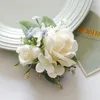 Party Decoration Silk Rose Flowers Wedding Suit Boutonniere Bridal Wrist Corsage Horseshoe Lotus Artificial