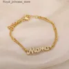 Pulseras con dijes Enlace s Letra inicial Mamá para mujer Mamá Elegante Doble Cadena de acero inoxidable Brazaletes Día de la Madre Joyería de regalo 2024 Q240321