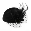 Berets fascinator chapéus para mulheres pillbox boné com flor pena malha véu e clipe de cabelo cocktail chá festa headwear dropship