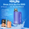 Breze Stiik Box Pro 5000 Puff Disposable Electronic Cigarette Pipe Mesh Coil 12 ml Patroner 950mA Laddningsbart rör 2% 5% 8 smaker 5K Puffs Vape Pen Kit