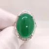 Cluster-Ringe 20 Karat 15 mm 20 mm natürlicher Chalcedon-Ring 18 Karat Vergoldung Silberschmuck Luxus großer Keimstein für Party