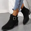 Boots 2024 Winter Female Suede Pointed Toe Fashion Chunky Heel Short Botte Femme Big Size Casual Zapatos Para Mujeres