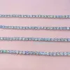 Het Sale Sterling Sier Green Blue Moissanite Diamond Tennis Necklace