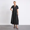 Casual jurken Puloru vintage plus size swing jeansjurk dames zomer korte mouw kraagvorm knop voorkant losse a-lijn denim
