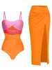 Moda Colorblock Beach Costume da bagno Tankini Donna Costumi da bagno Costumi da bagno Patchwor Fasciatura Costume da bagno Perizoma Reggiseno intimo 240227