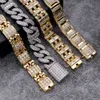 Ręcznie robione S925 Bagieette Moissanite Prong 14K Solid Gold Plated Miami Cuban Chain Link Bracelets