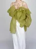 女性のブラウス夏のレーヨンロータスカラーシャツ女性長袖気温軽量エレガントなインテリジェンスソリッドカラートップ