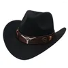 Baretten Vilt Westerse Cowboyhoed Met Koeband Ossenkopaccessoires Jazz Fedora Hoeden Etnische Stijl Zachte Tibetaanse Top Mannen