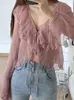 Kvinnors tankar hög kvalitet kläder 2 bit kjol set gyaru sweet camisole spets broderi romantiska rosa toppar upp i midja street gata