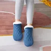 Women Socks 1Pair Solid Color Anti-Slip Floor Thicken Plush Flip Flops Warm Bedroom Slippers Men Winter Shoes Indoor Accessories