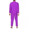 Men's Sleepwear Striped Print Pajama Sets Spring Pink And Purple Comfortable Sleep 2 Pieces Vintage Oversized Nightwear Birthday Gift